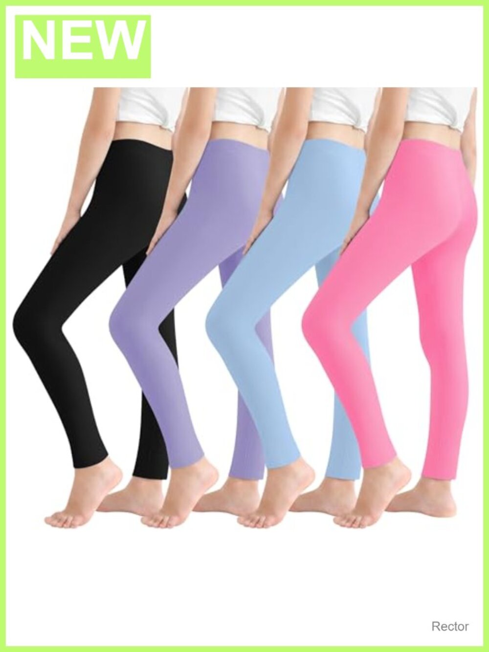 Girls 4 Pack Full Length Leggings Stretchy Yoga Pants 6-16 Years